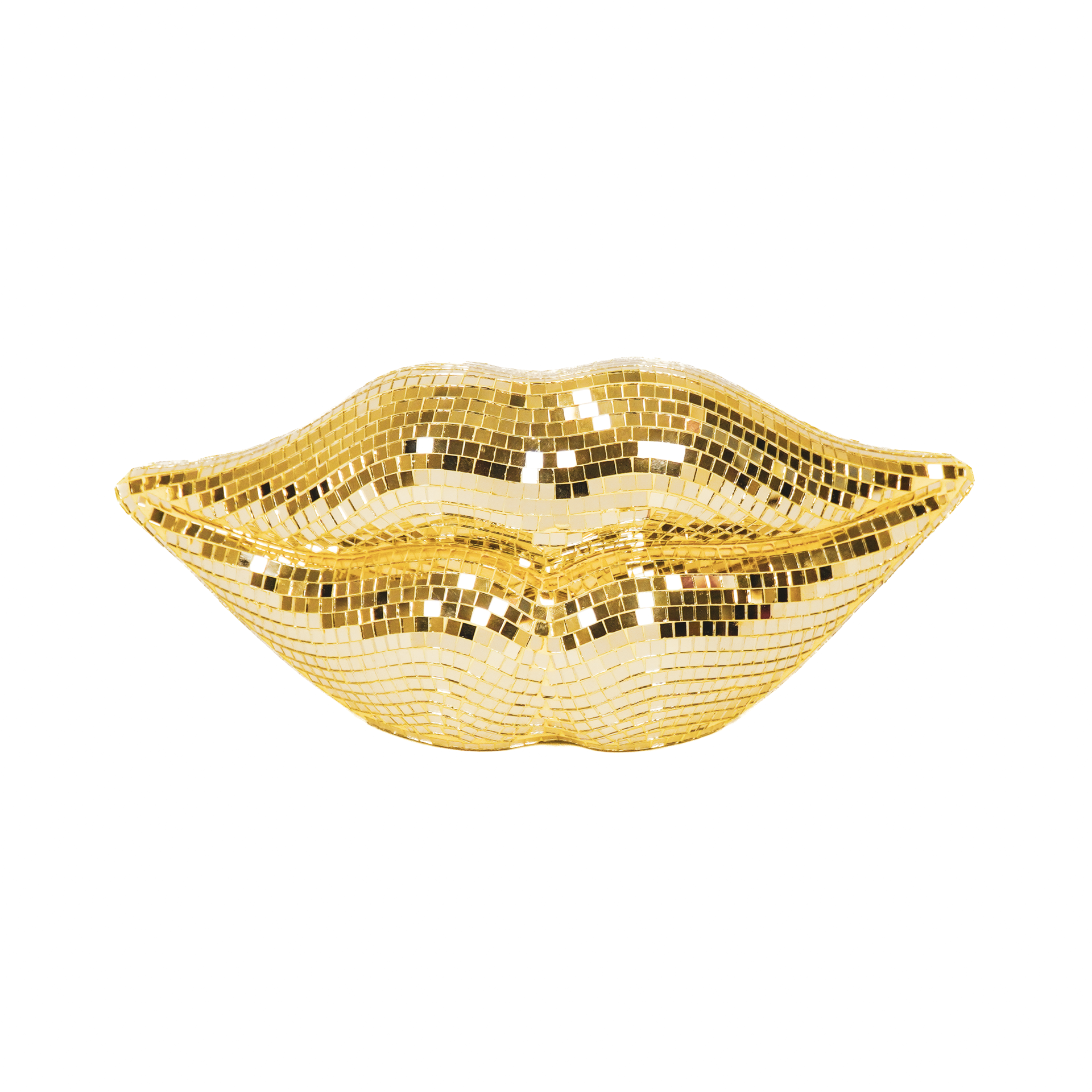 Ornament – ​​Disco – Lippen – Glas – Gold – 29 x 10 x 13,5 cm