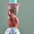 Bougeoir Oiseau sur Éléphant, Résine Rose, 13 x 9x30,5