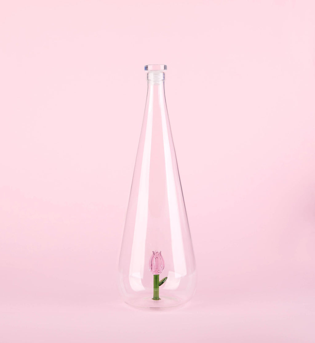 Botanische rosa Tulpenflasche 1l