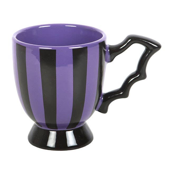 Tasse à Thé Rayée Violet & Noir – Anse Aile de Chauve-Souris | Design e regali originali