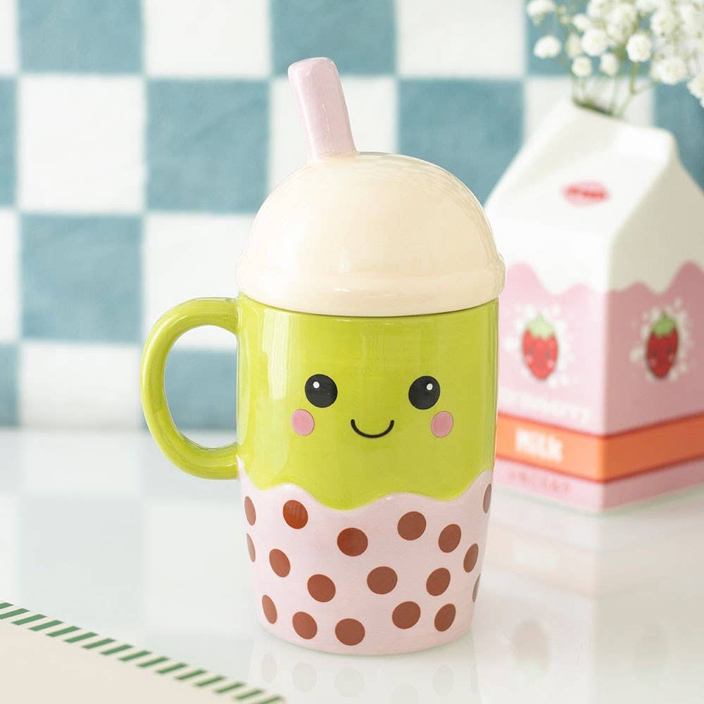 Kawaii Bubble Tea Tumbler with Lid