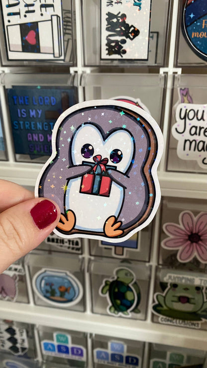 Penguin Christmas Gift Sticker