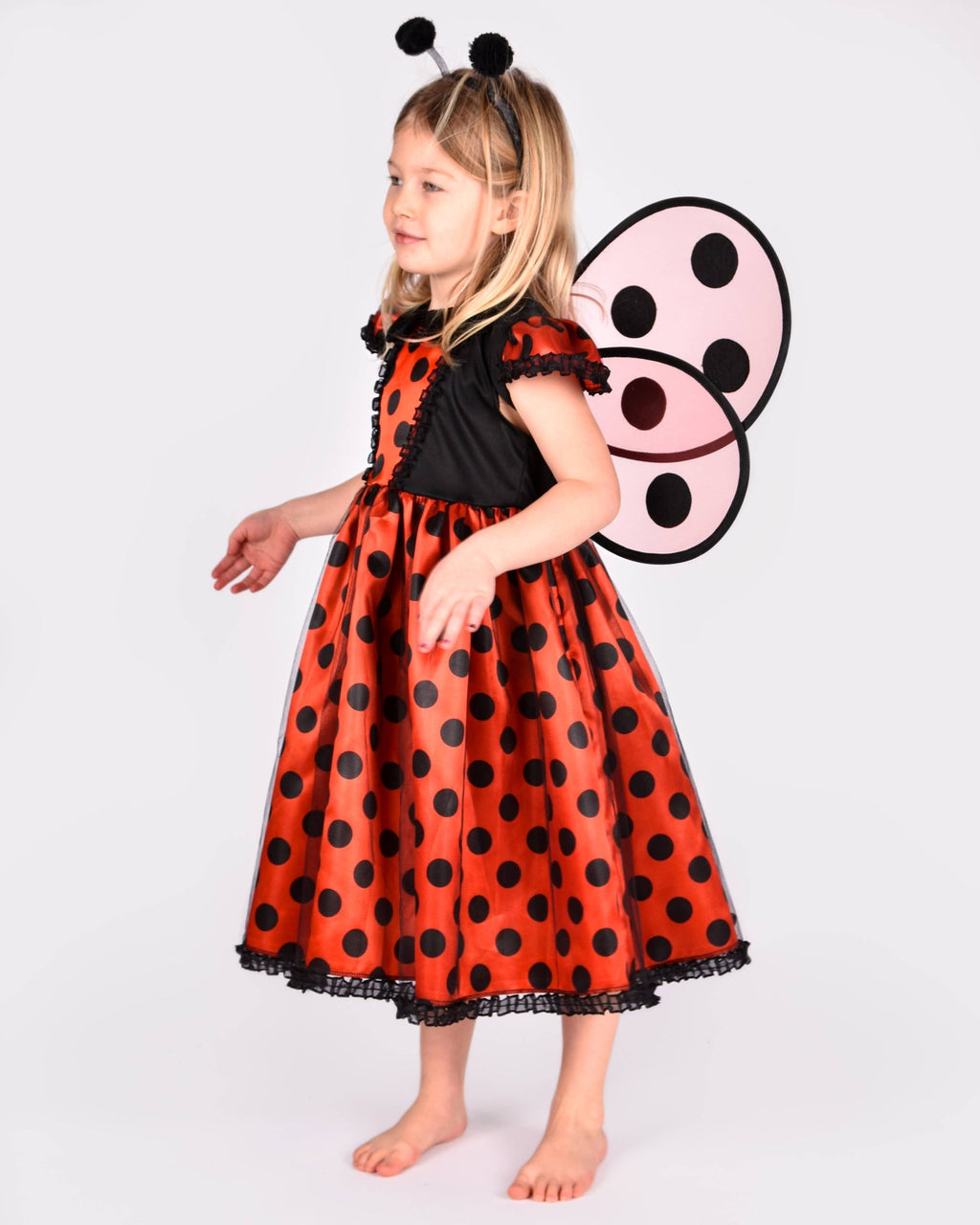 Marienkäferkleid mit Accessoires für 2-4 Jahre (Größe 98-104 cm)