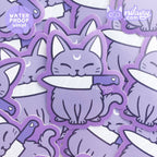 Oggetto regalo di design – autocollant chat avec couteau black meowgic nikury 