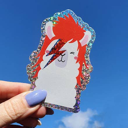 Glitzernder Lama-Aufkleber David Bowie Ziggy Stardust