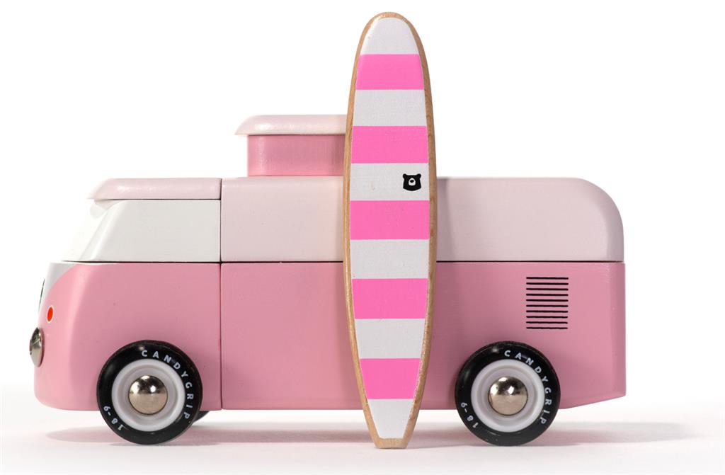 Holzauto Candycar World - Rosa Strandbus