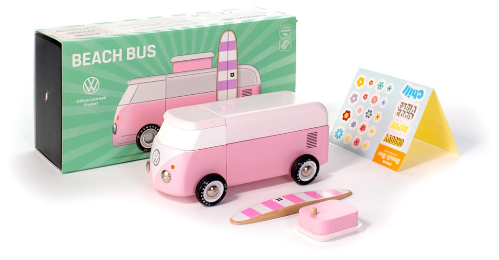 Holzauto Candycar World - Rosa Strandbus
