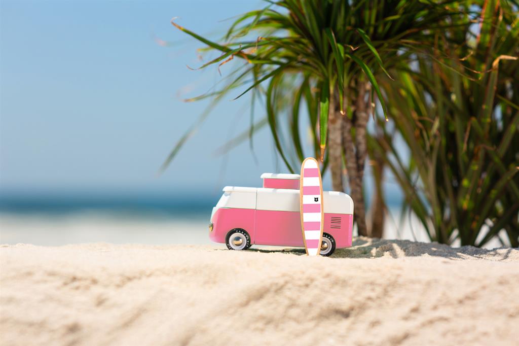 Holzauto Candycar World - Rosa Strandbus