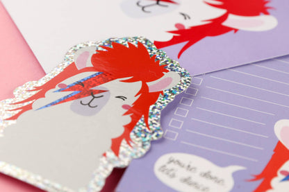 Autocollant Pailleté Lama David Bowie Ziggy Stardust