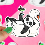 Autocollant Pool Party Panda sur Bouée Cygne | Objetos de diseño y regalos originales