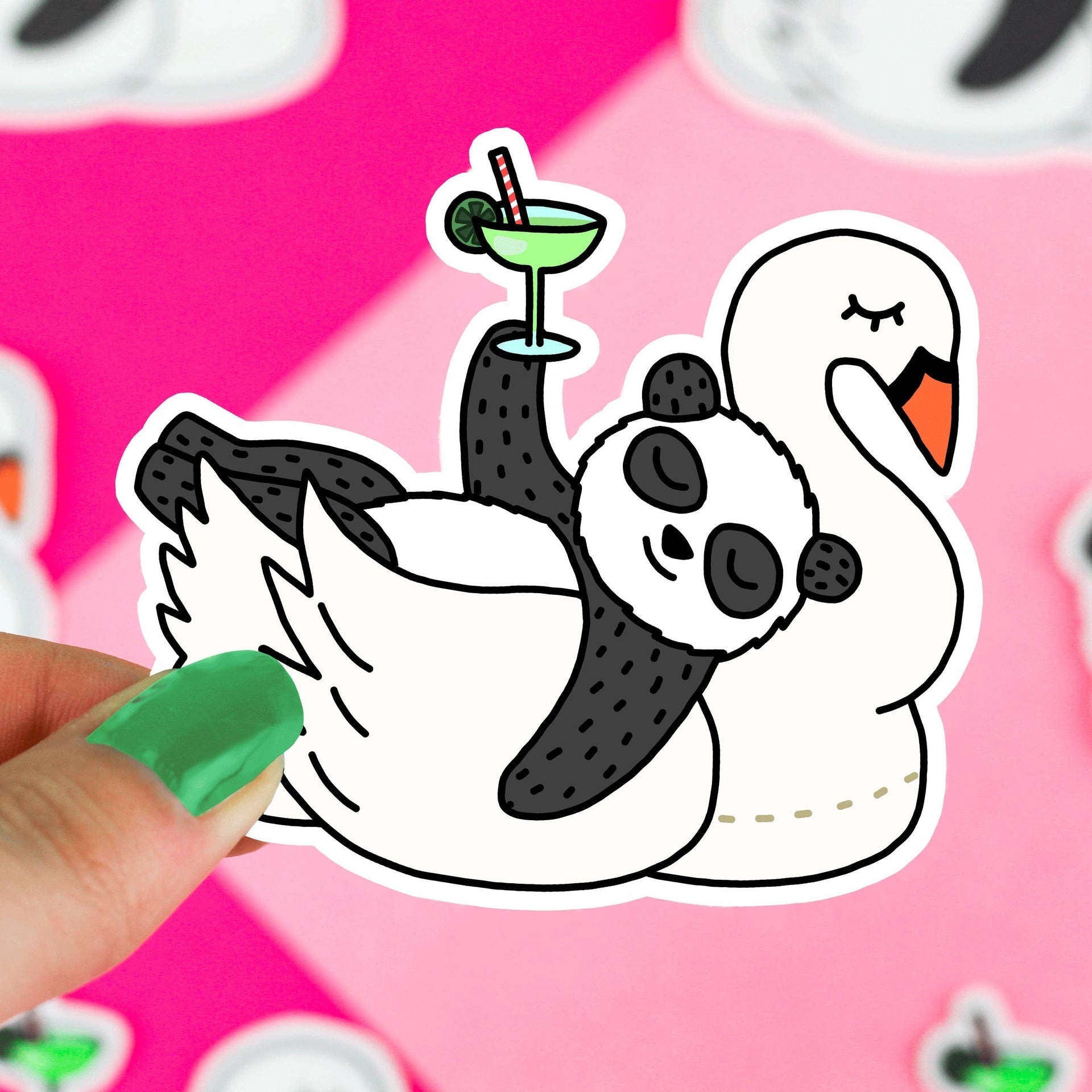 Autocollant Pool Party Panda sur Bouée Cygne | Designproducten en originele cadeaus