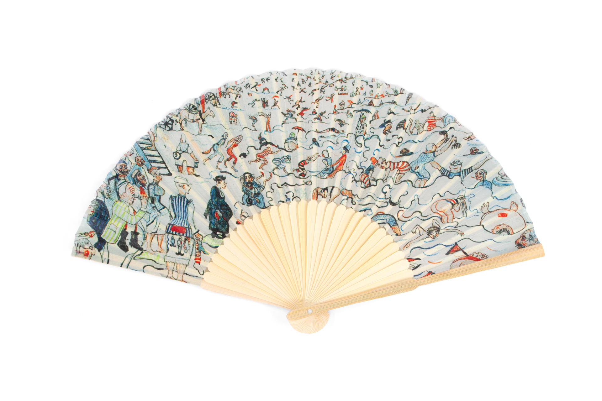 Éventail à main, James Ensor Les Bains à Ostende