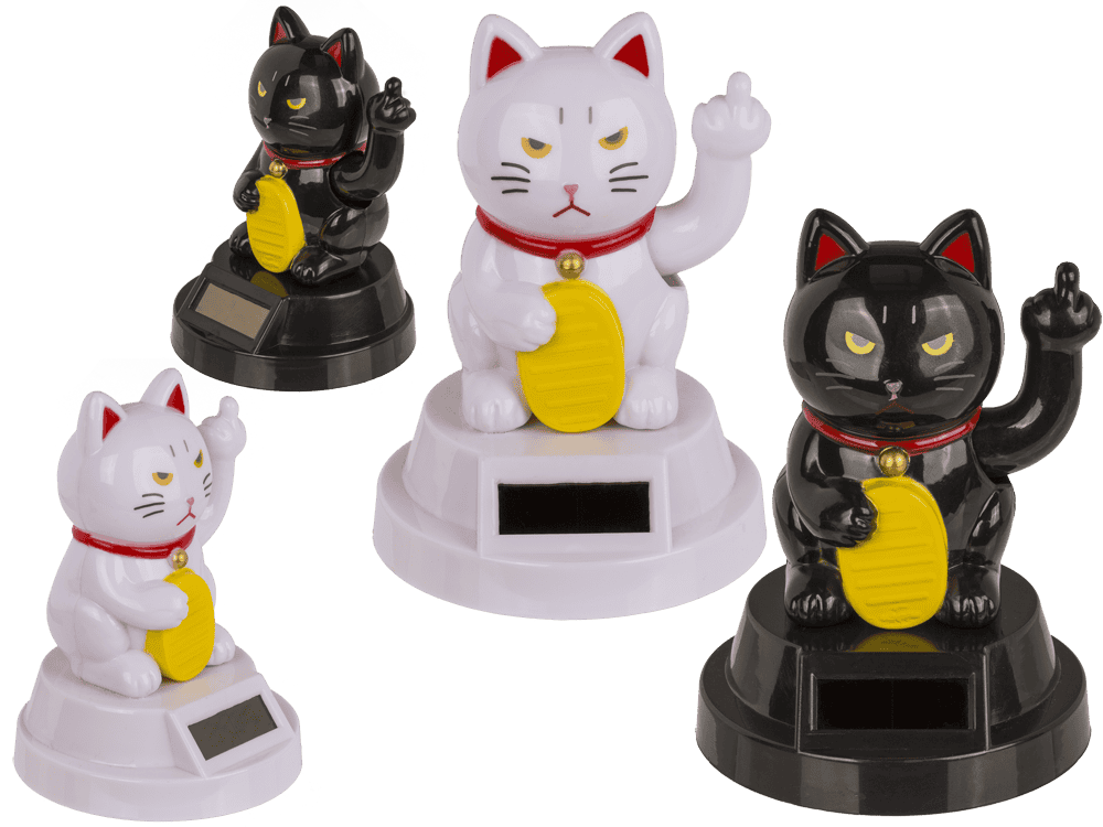 Chat porte-bonheur – Angry chat, avec solaire cellule, 8 cm