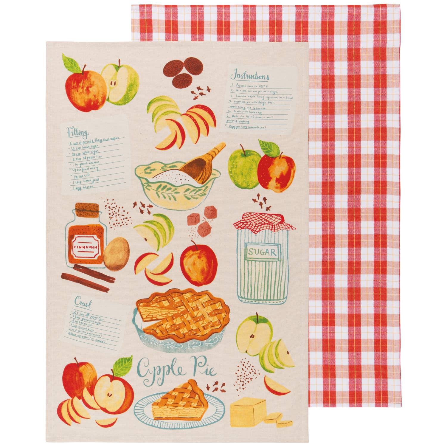 Lot de 2 torchons Tarte aux pommes | Oggetti di design e regali originali