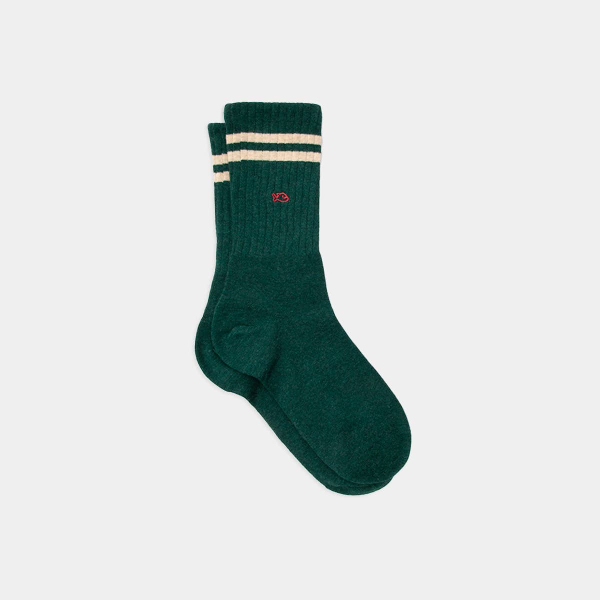 Chaussettes Retro - Vert canard, rayé beige | Design e regali originali