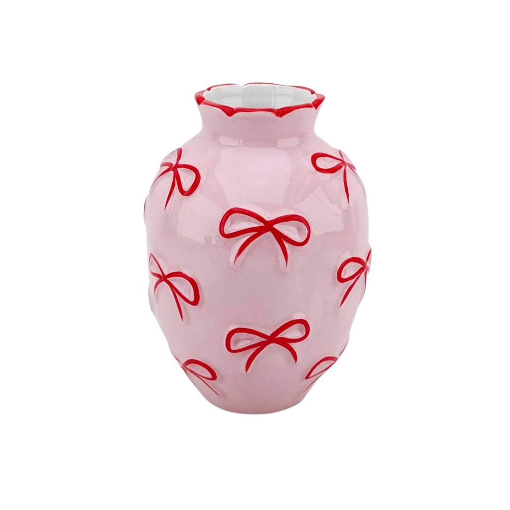 Vase - Vase à fleurs Rubans - Rose clair/Rouge - 13,5x13,5x19cm | Objetos de diseño y regalos originales