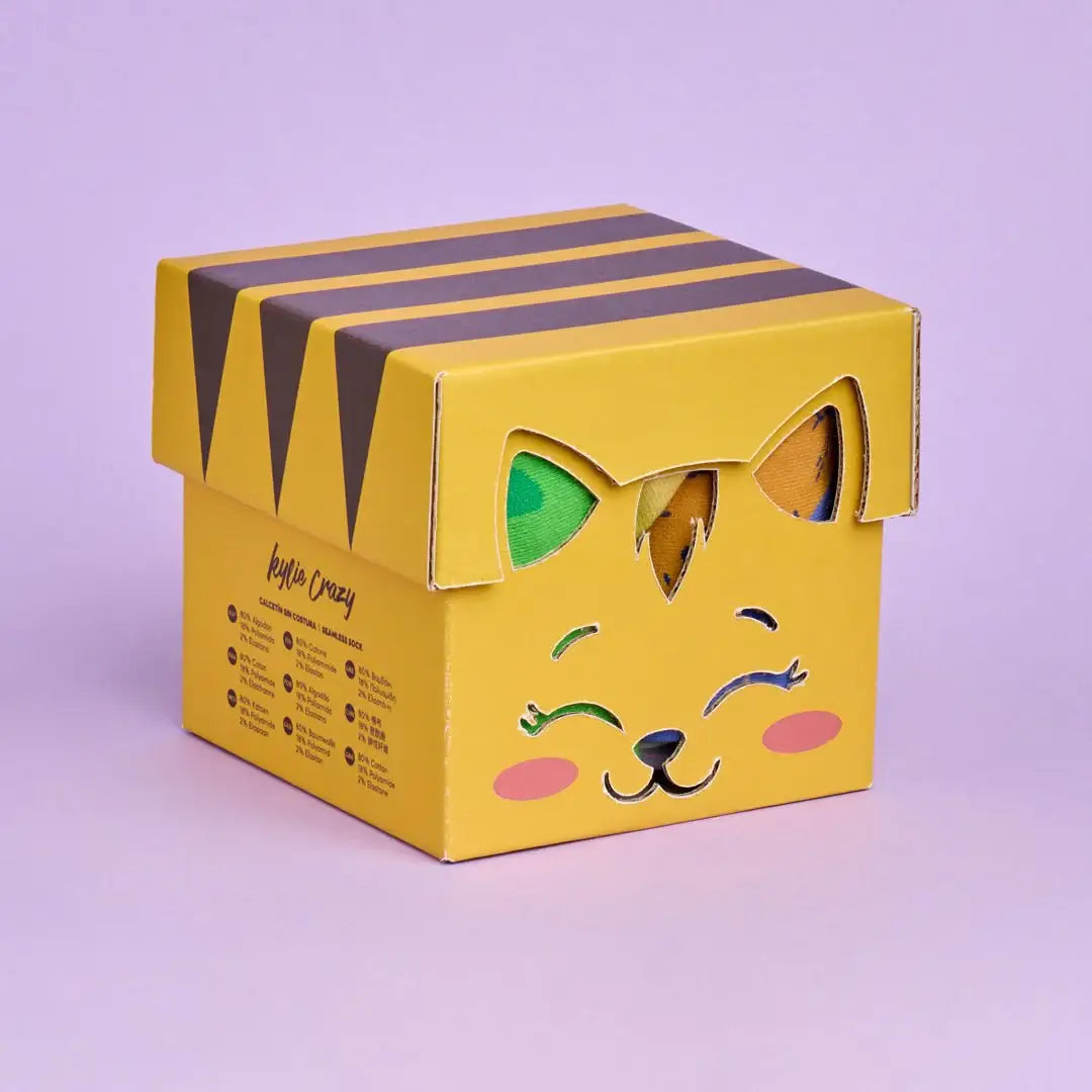 Pack original de 3 paires de chaussettes à motif chat avec boîte Kitten