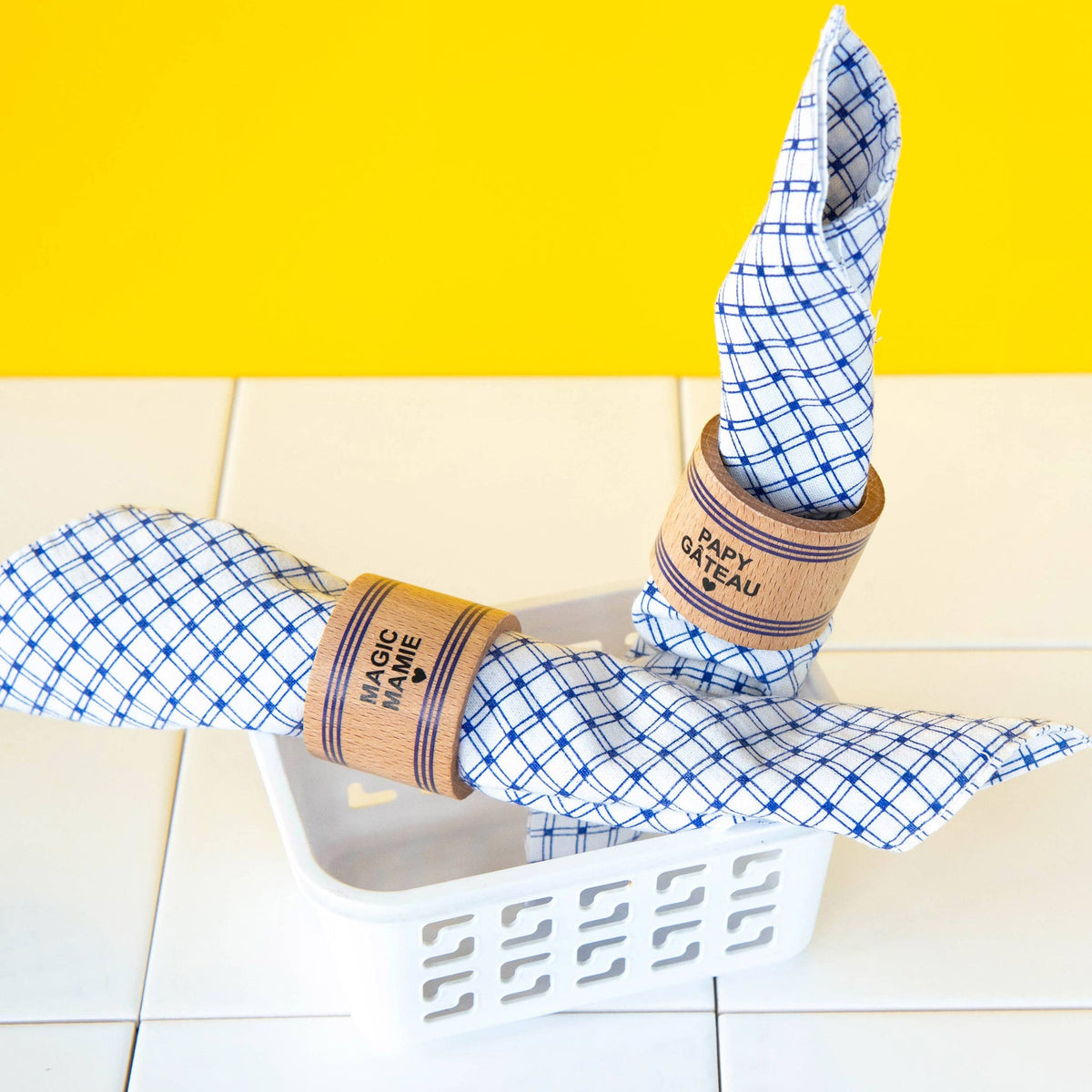 Ronds de serviette personnalisés Pied de Poule – vue produit 5