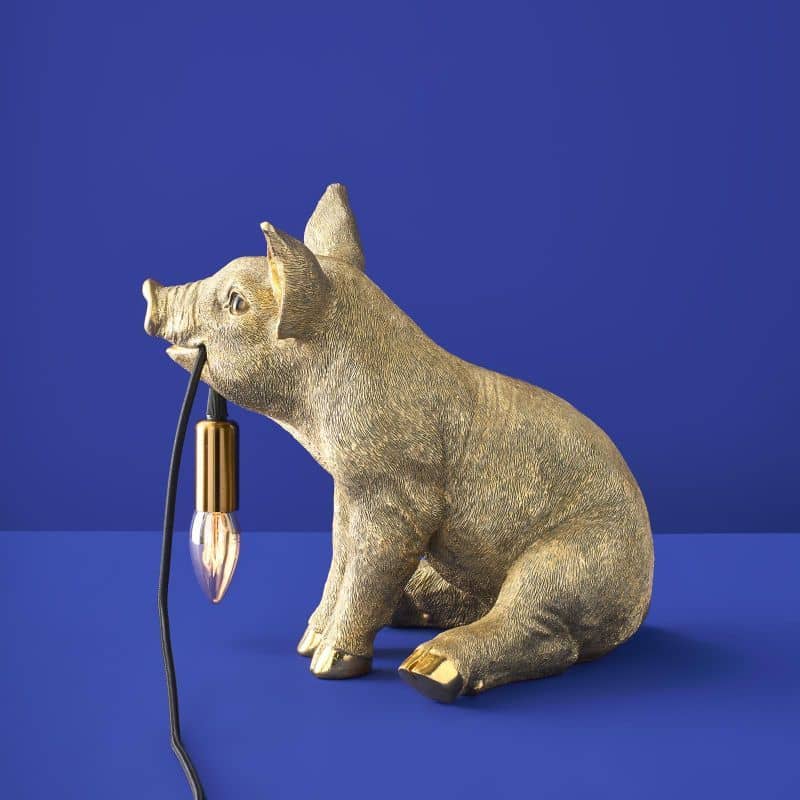 Lampe de table Cochon doré