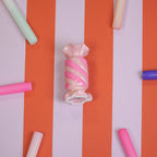 Bougeoir - Bonbon Toffee - Céramique - Rose/ Néon - 7,5x7,5x13 cm