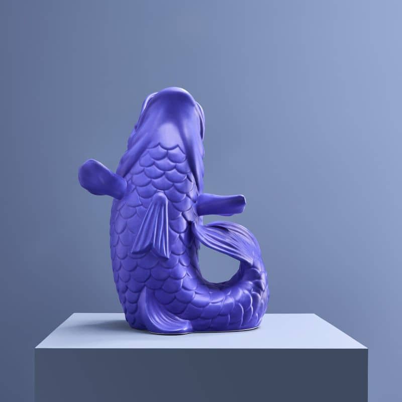 Sculpture/Vase Blubb, Matte blue sandstone, 35 x 30 x 44 cm