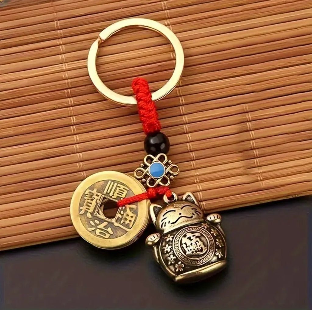 porte cles chat chanceux vintage lcc 
