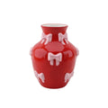 Vase - Flower Vase with Ribbons - Red/Pink - 14x14x19cm
