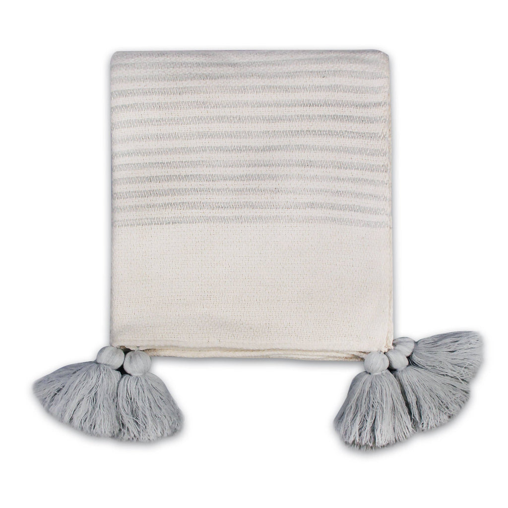 Grey Striped Throw - 125 x 150 cm