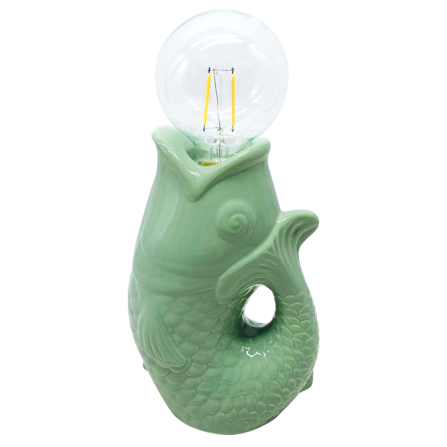 Déco LED poisson matcha à piles L13,5 P8,2 H27cm