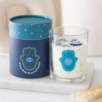 Bougie Main de Hamsa Rose Blanche avec Cristaux