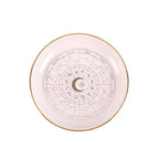 Plat à babioles en forme de roue astrologique blanc cassé