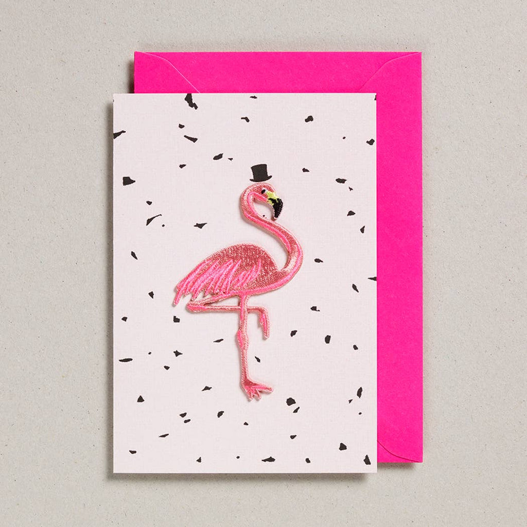 carte de voeux avec patch flamant rose petra boase ltd GC FLA 0003 