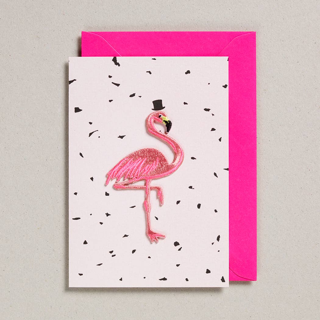 carte de voeux avec patch flamant rose petra boase ltd GC FLA 0002 