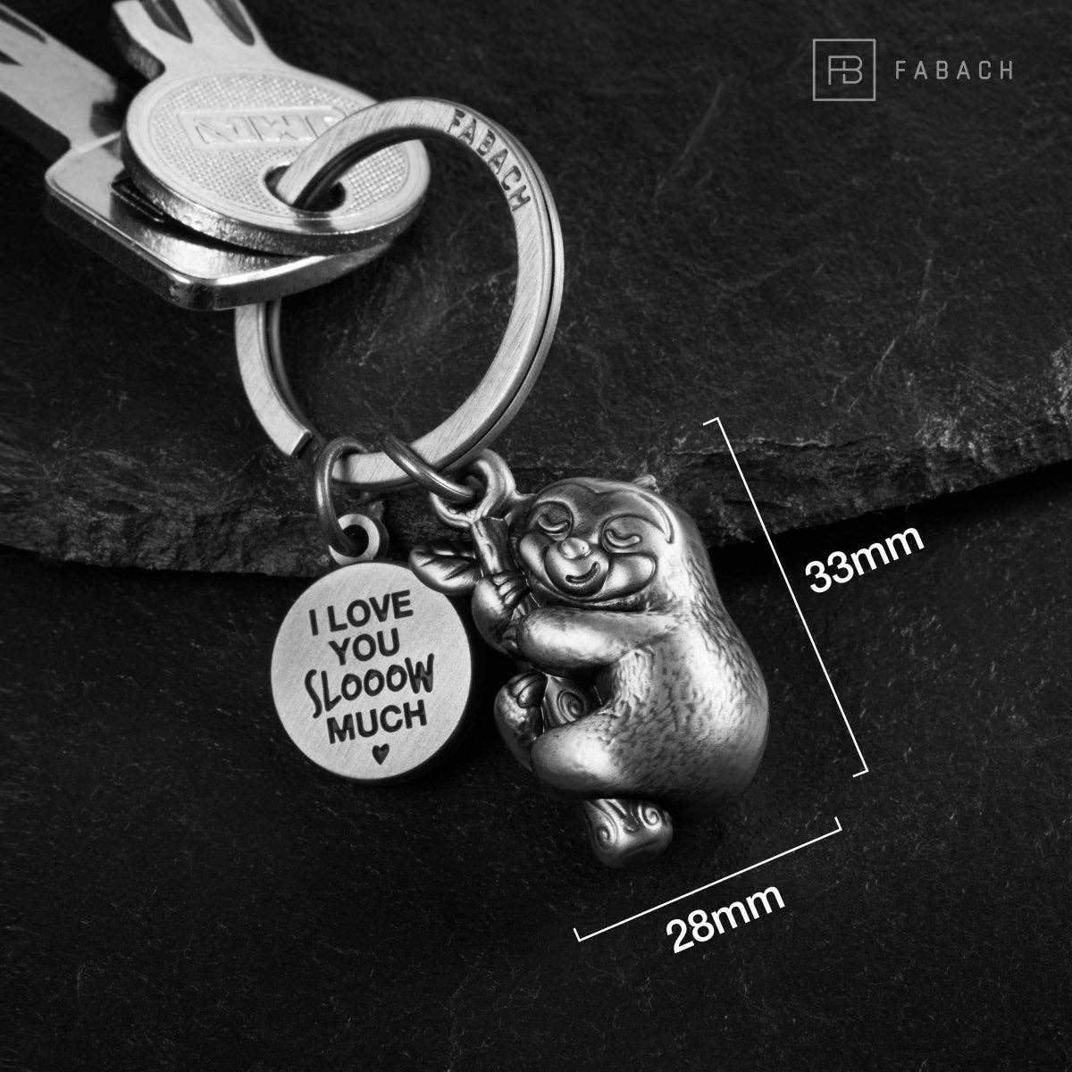 Lazy keychain "I love you slooow much" "Dreamy" with engraving - Cute lucky charm