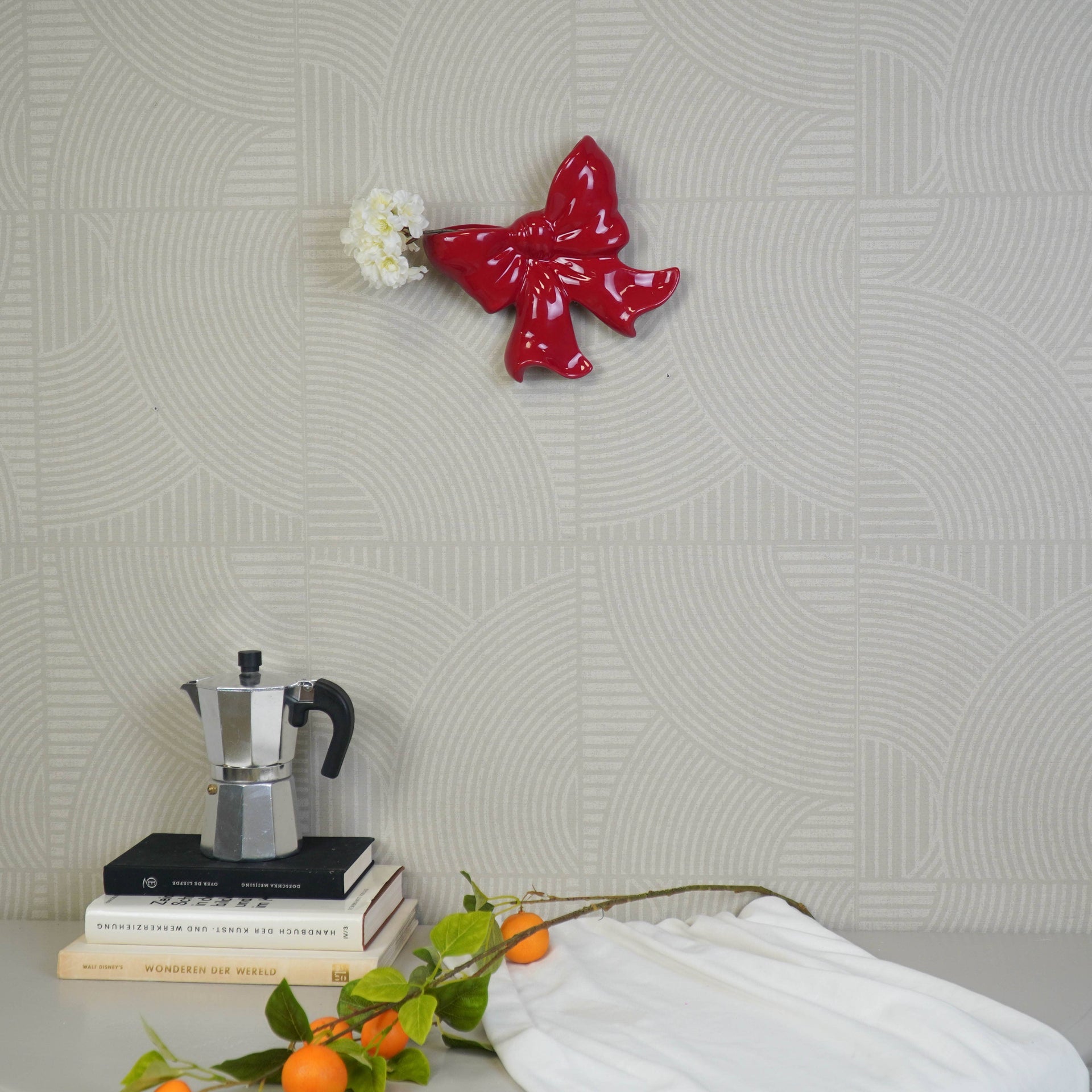 Vase mural- Vase mural arc- Céramique- Rouge- 19x18,5x5,5 cm | Designproducten en originele cadeaus