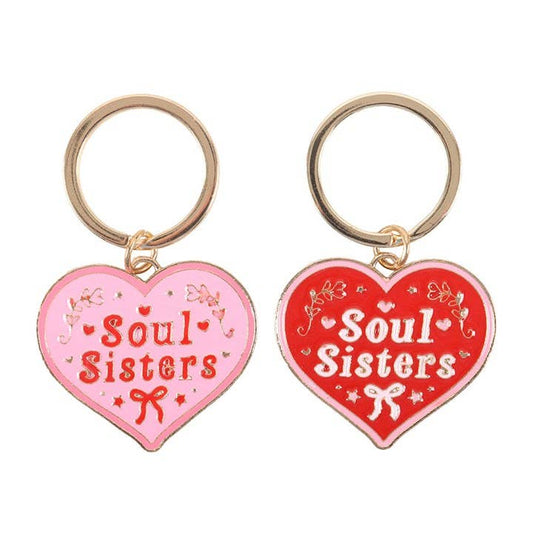 Pair of heart-shaped keychains for sisters at heart