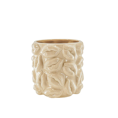 Pot - Bisous - Céramique - Beige - 17,5x17,5x17,5cm