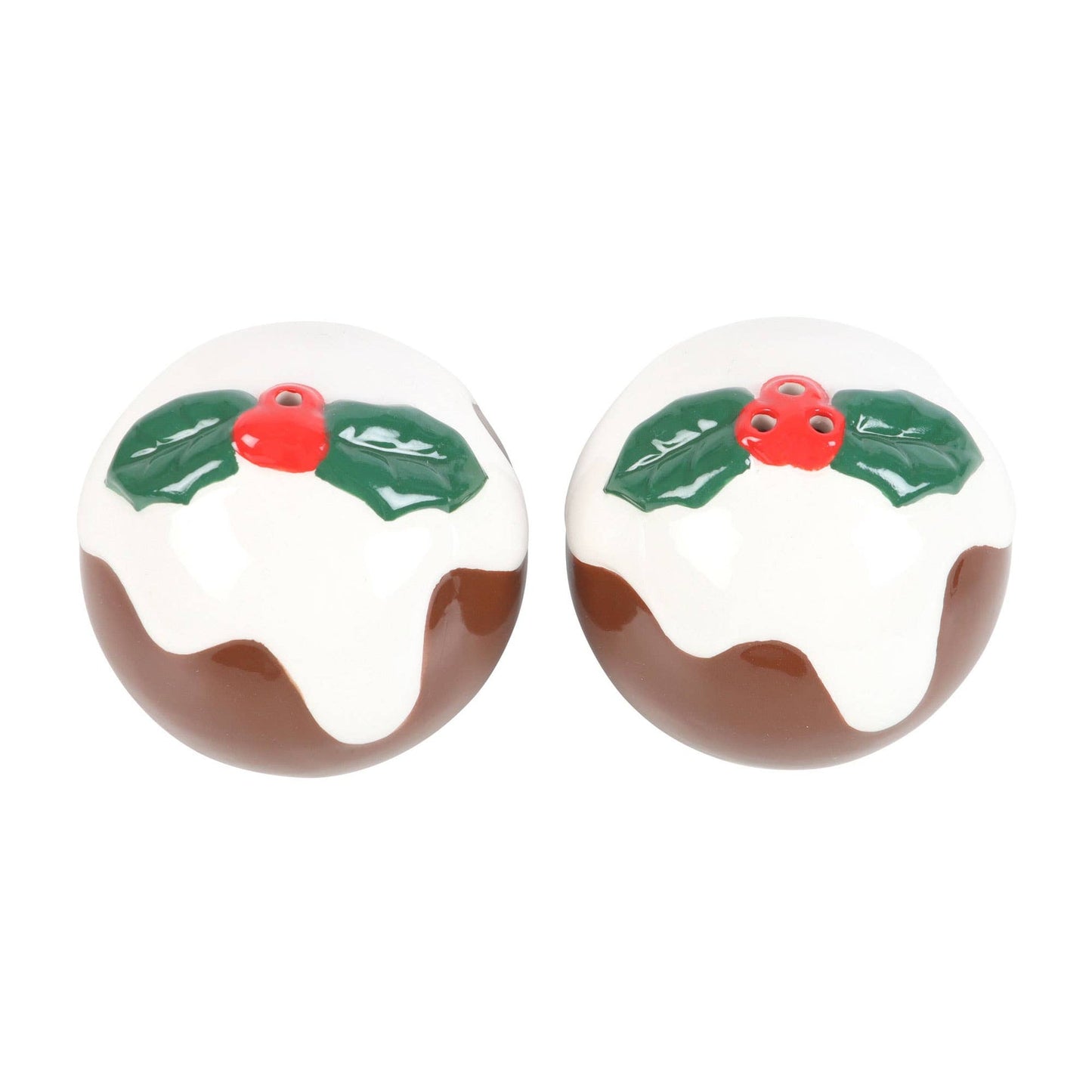 Salières et poivrières pour pudding de Noël