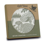 Woodland Mushroom Hedgehog Green Ceramic Coasters