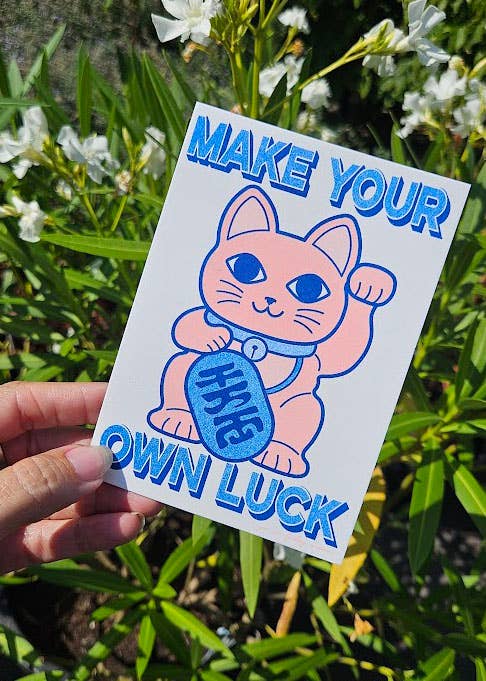 Riso print Chat Chanceux “Make your own Luck” | Design e regali originali