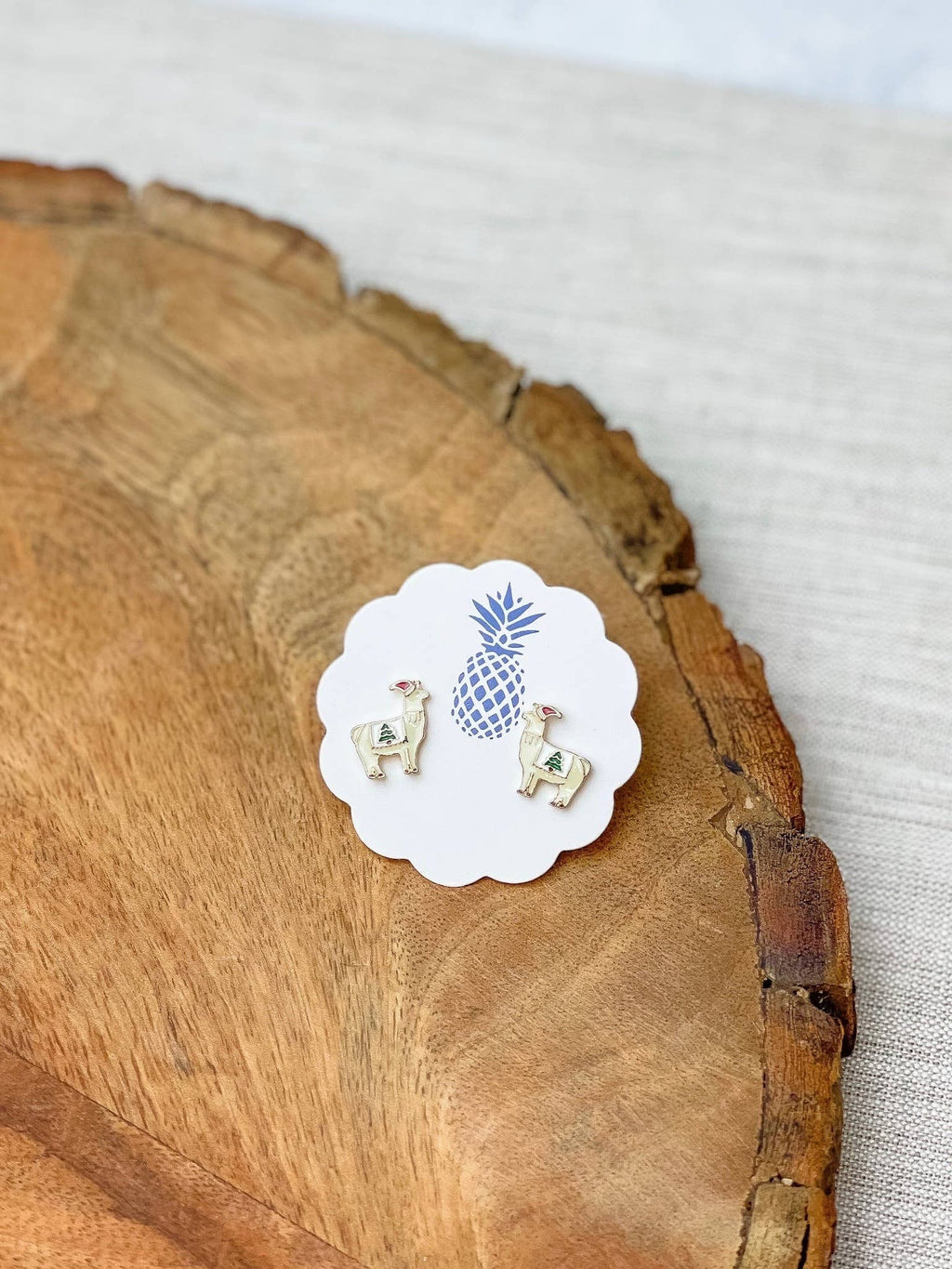 Design-lahja – Boucles d'oreilles Lama de Noël