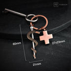 Porte-clés Bâton d'Esculape avec croix médicale | Design-lahjat ja sisustustuotteet