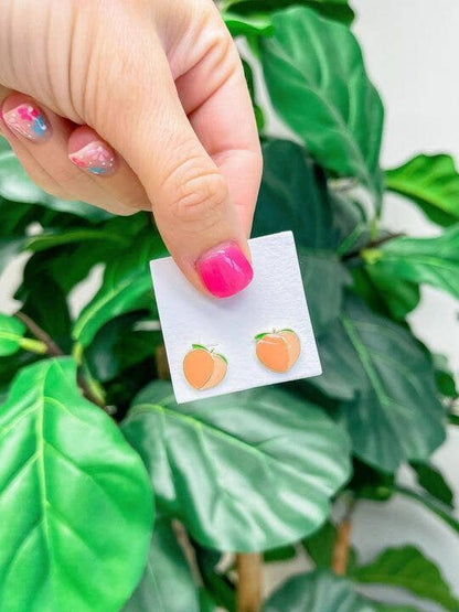 Peach enamel stud earrings