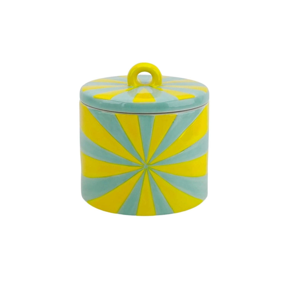 Decorative pot - Swirl - Dolomite - Yellow/Mint - 11x11x11.5cm
