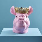 Spardose „Porky Mr. Krone“, rosafarbenes Polygon, 34 x 24 x 28 cm
