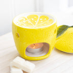 Brûle-huile citron jaune avec couvercle