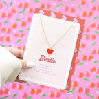 Collier Cœur en Émail Meilleure Amie Carte de Vœux de la Saint-Valentin