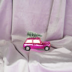 Boule de Noël Voiture Rose avec Sapin de Noël