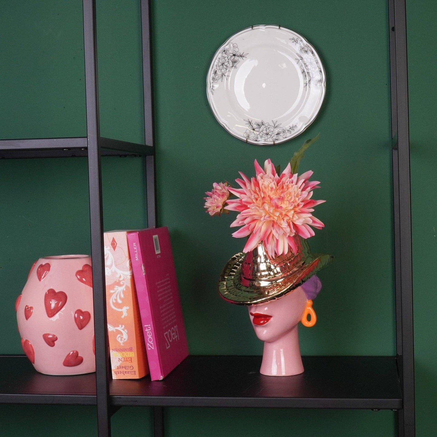 Vase à fleurs - Vase chapeau de cowboy - Or - 19x16x23,5 cm