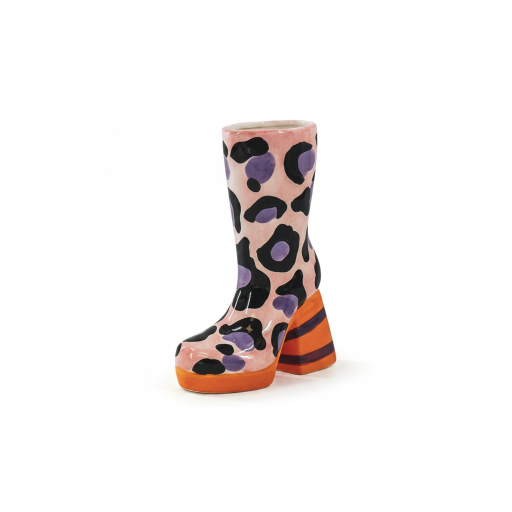 Vase Botte Imprimé léopard - Rose/Orange | Design-lahjat ja sisustustuotteet